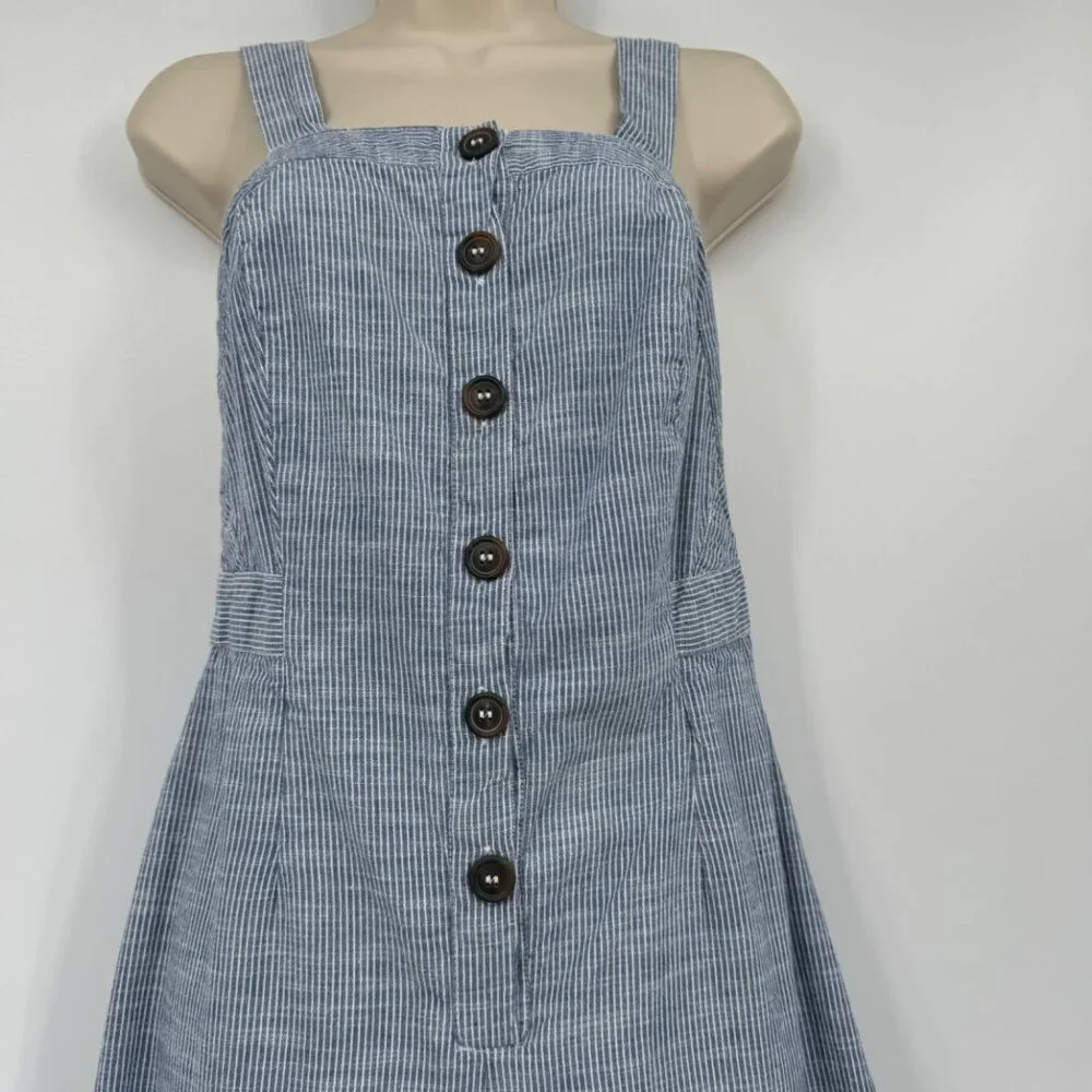 JAPNA Women's Size M Romper Jumpsuit Blue Striped straight  Leg 100% Cotton Casu - Picture 4 of 14